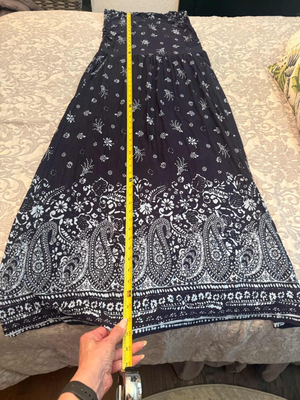 Navy Strapless Printed Maxi Dress - Picture 6 of 6